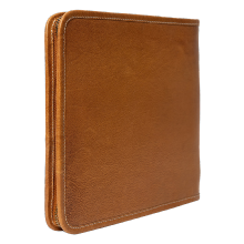 Pochette des brodeuses en cuir camel