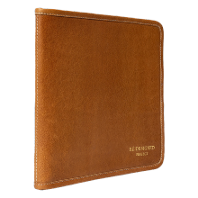 Pochette des brodeuses en cuir camel