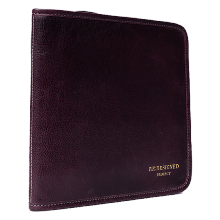 Pochette des brodeuses en cuir cerise foncé