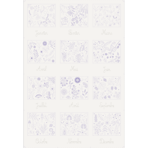 Perpetual Calendar - Complete Panel - PRINTED FABRIC