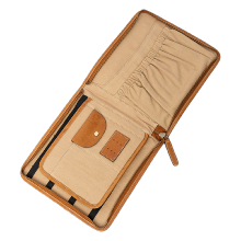 Pochette des brodeuses en cuir camel