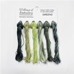 Coton perlé n°8 House of Embroidery - "Greens