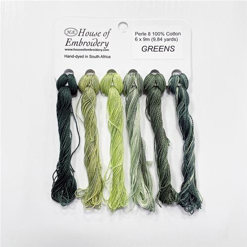 Coton perlé n°8 House of Embroidery - "Greens