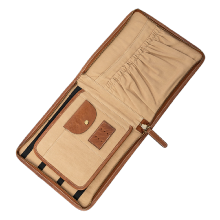 Pochette des brodeuses en cuir noyer