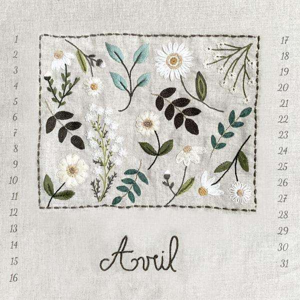 calendrier perptuel diy broderie avril
