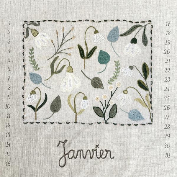calendrier perptuel diy broderie janvier