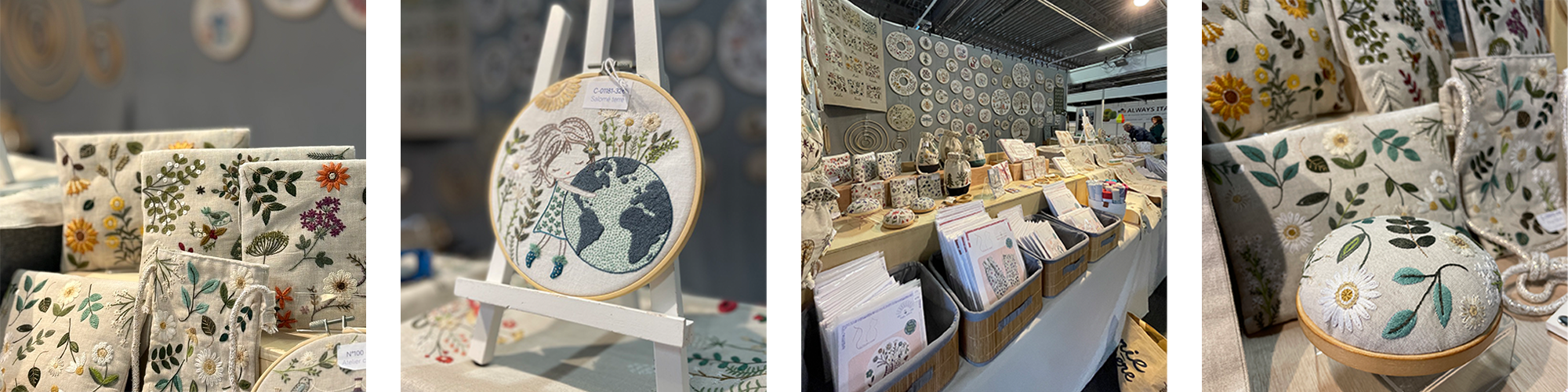 stand broderie traditionnelle chat dans l'aiguille